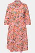 Hemdblusenkleid, Blüten, A-Linie, Hemdkragen, 3/4-Arm