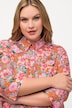 Hemdblusenkleid, Blüten, A-Linie, Hemdkragen, 3/4-Arm