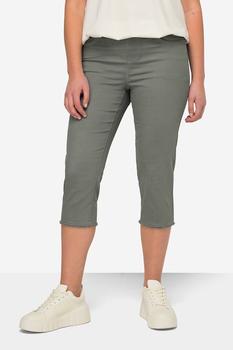 Caprihose, Jeggings, Fransensaum, Elastikbund