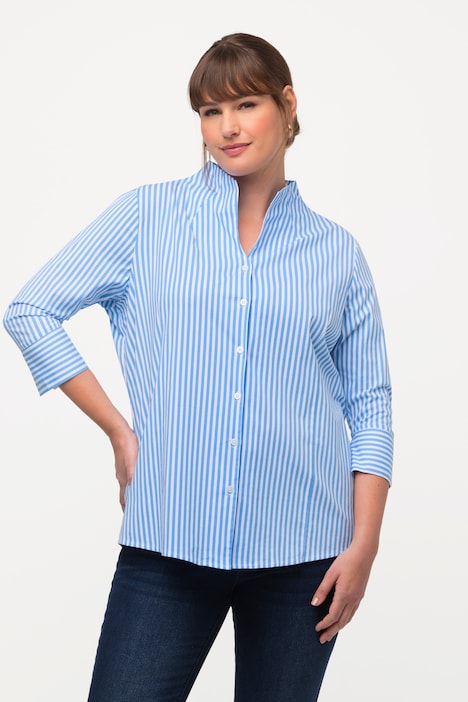 Pinstripe Goblet Collar Button Down | all Blouses | Blouses
