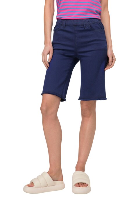 Bermuda Shorts Fringe Hem Elastic Waistband Recycled Materials