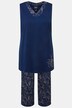 Pyjama, Muscheln, V-Ausschnitt, weites Bein, ärmellos