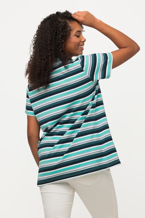 Classic Striped Short Sleeve V-Neck T-Shirt