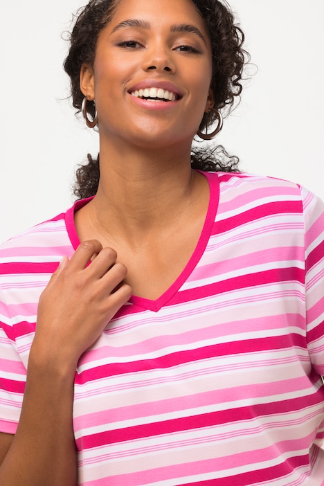 Classic Striped Short Sleeve V-Neck T-Shirt