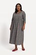 Sukienka dżersejowa, krój trapezowy, szew empire, kieszenie, dekolt V, rękaw 3/4
