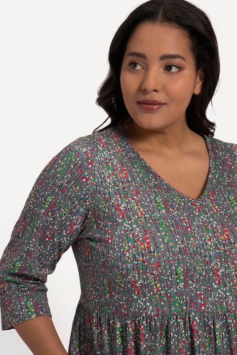 Splatter Print V-Neck Pocket A-line Knit Empire Dress | Maxi Dresses ...