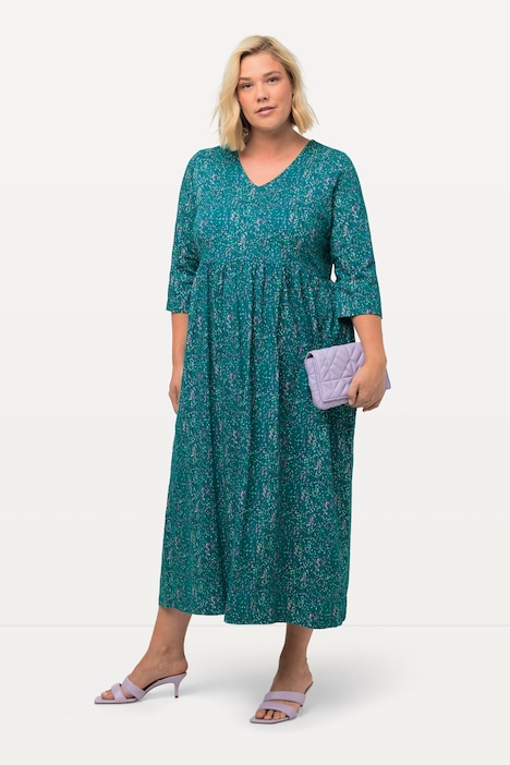 Splatter Print V-Neck Pocket A-line Knit Empire Dress | Maxi Dresses ...