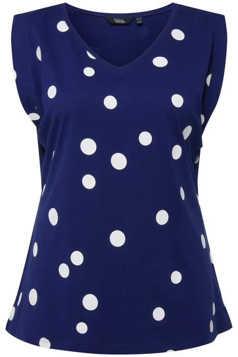 Tričko, puntíky, ramenní vycpávky, výstřih do V, krátké rukávy