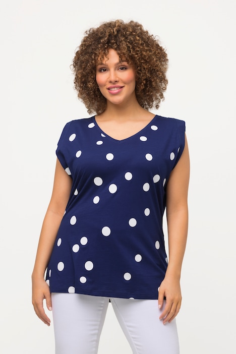 Polka Dot Cap Sleeve V-Neck Tee | T-Shirts | Knit Tops & Tees