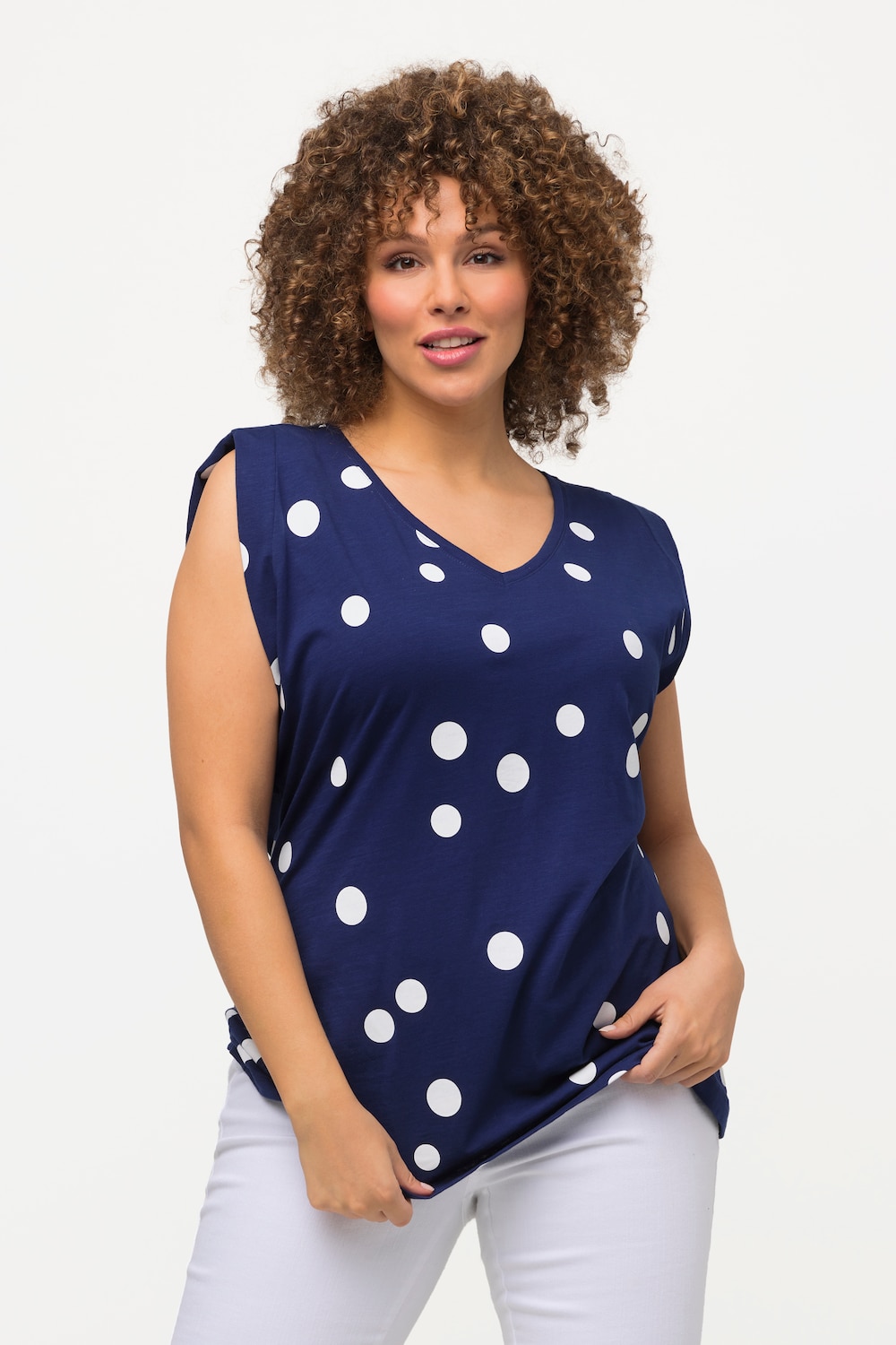 Grote Maten T-shirt, Dames, blauw, Maat: 46/48, Katoen, Ulla Popken