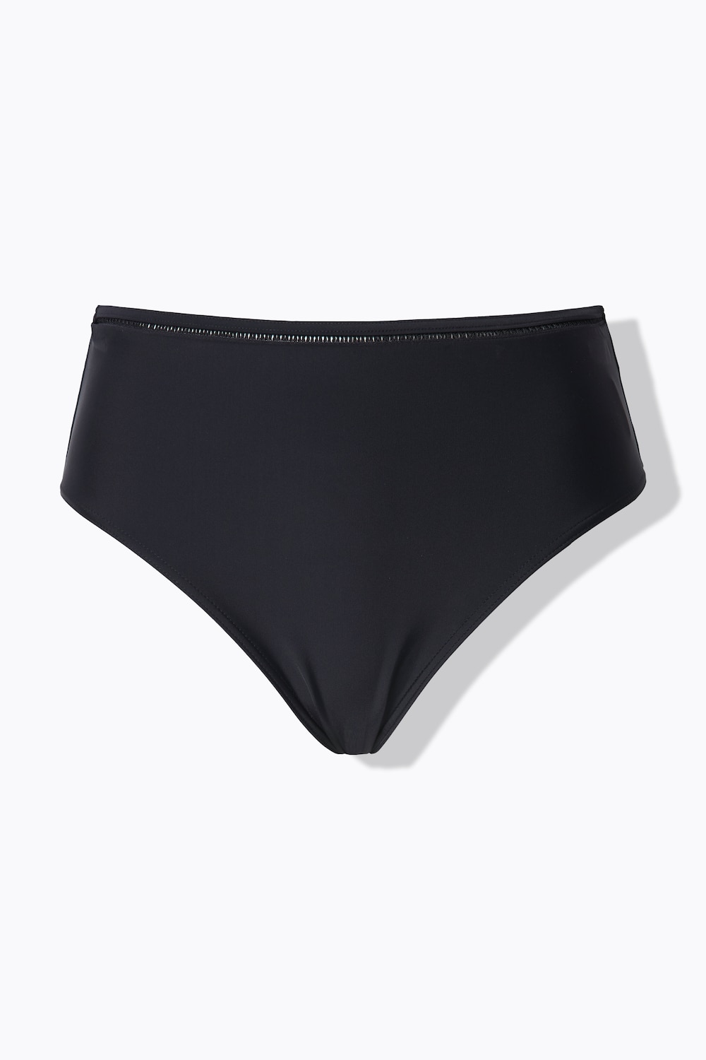 Stora storlekar Bikinitrosa med hög midja och bård med hålmönster, Dam, svart, storlek: 48, Polyester/Syntetfibrer/Elastan, Studio Untold