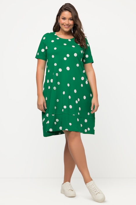 Polka Dot Print Short Sleeve A-Line Dress | Midi Dresses | Dresses