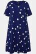 Sukienka midi, kropki, krój trapezowy, kieszenie, okrągły dekolt, rękaw 1/2