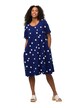 Midi šaty, puntíky, A střih, kapsy, kulatý výstřih, krátké rukávy