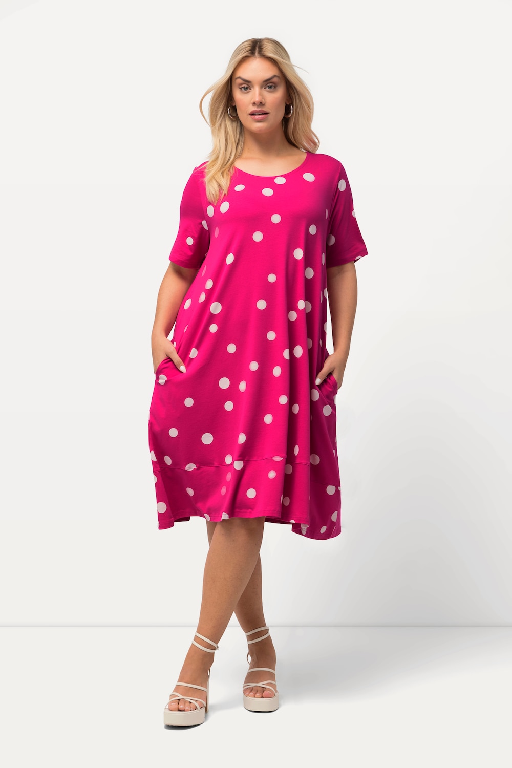 Grote Maten midi jurk, Dames, roze, Maat: 58/60, Katoen, Ulla Popken