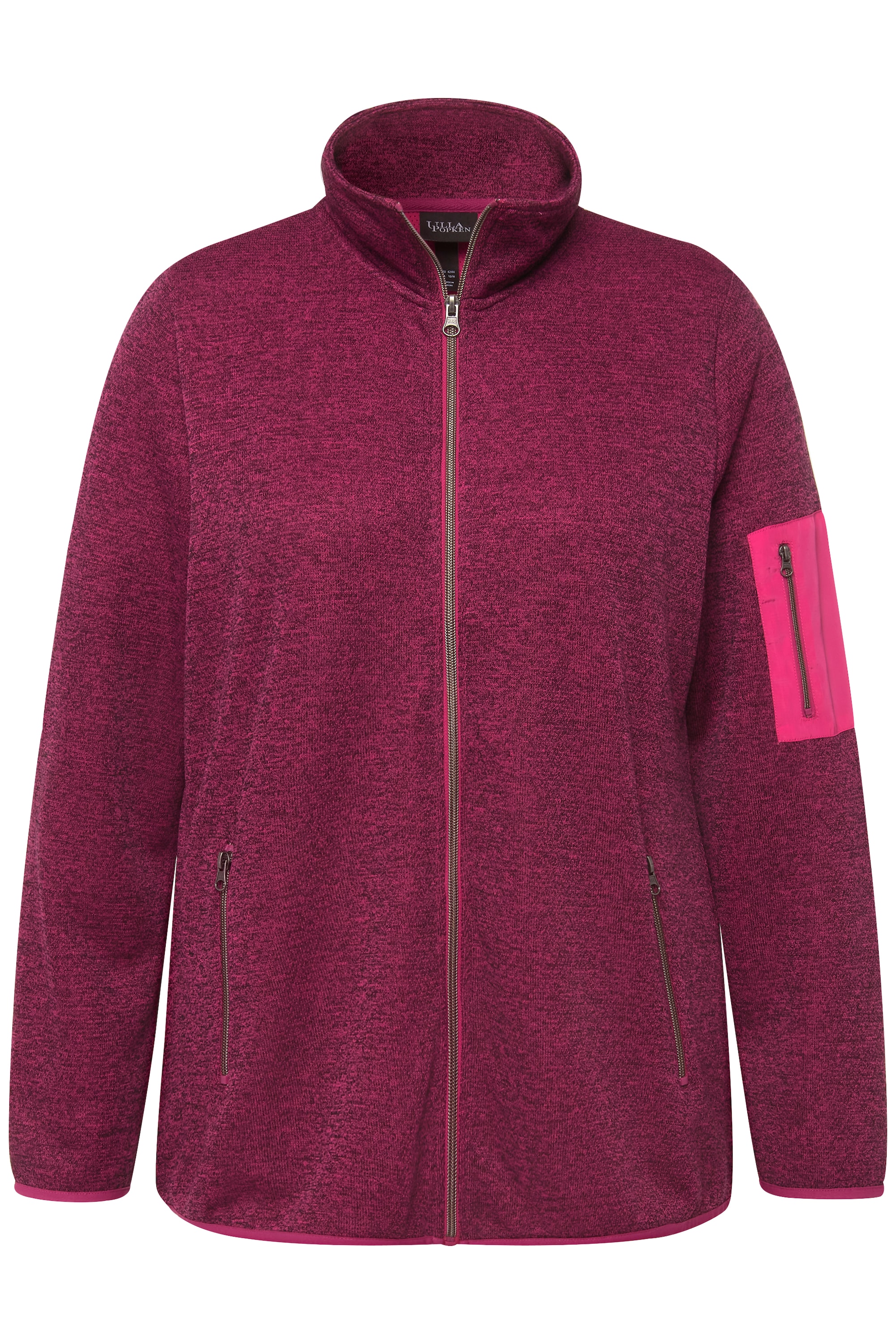 Ulla Popken Damen große Größen Strickfleece Jacke Stehkragen Zipptaschen 818259