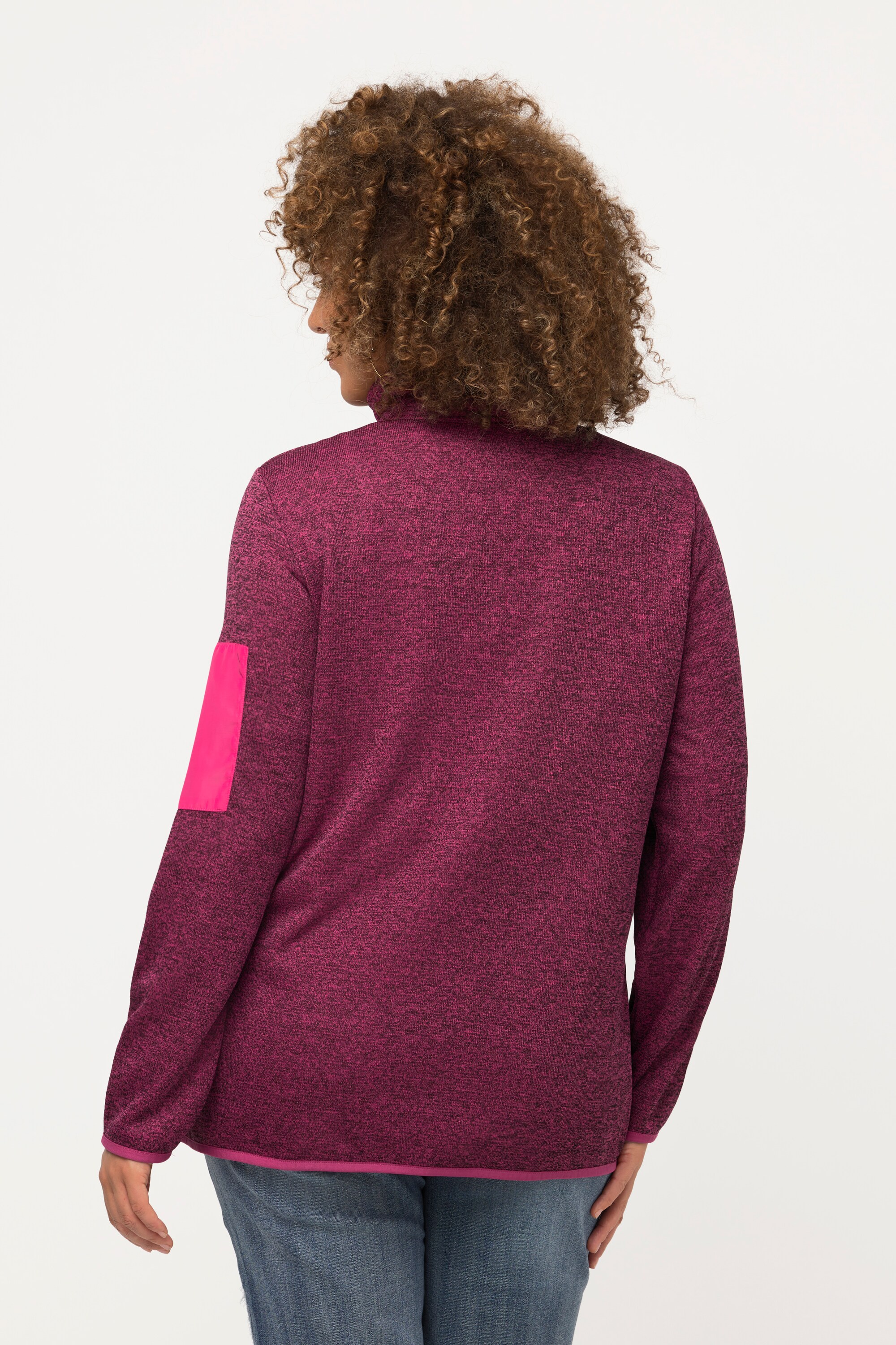 Ulla Popken Damen große Größen Strickfleece Jacke Stehkragen Zipptaschen 818259