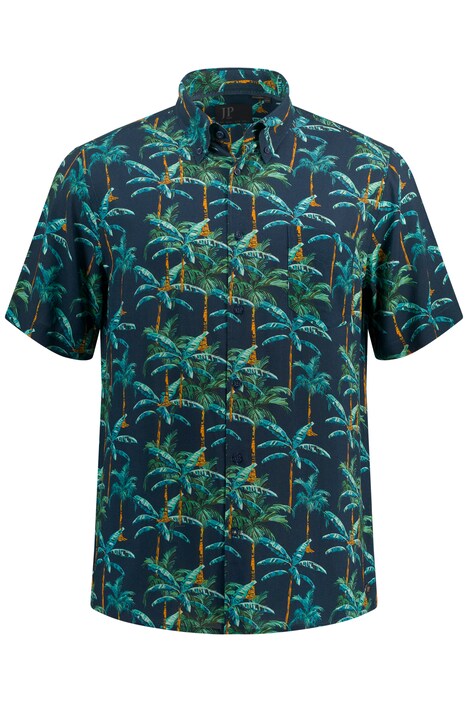 Košile, krátké rukávy, květovaný potisk, límeček s knoflíky, Cuba střih