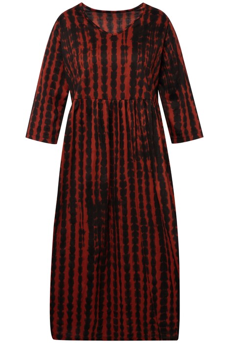 Šaty, batikovaný potisk, empírový šev, výstřih do V, 3/4 rukávy