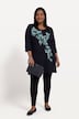 Elongating Floral Placement Print Round Neck Pocket Knit Tunic