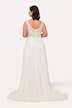 Sheer Lace Bodice Wedding Dress with Train