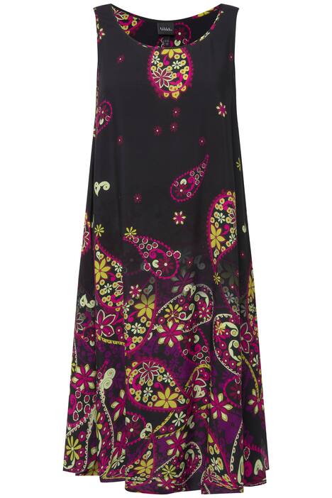 Midi šaty, kašmírový vzor, A střih, kulatý výstřih, bez rukávů