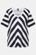 T-shirt, diagonale strepen, V-hals, korte mouwen
