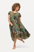 Midiklänning med ormskinnsprint, A-linjemodell, rund hals och holkärm