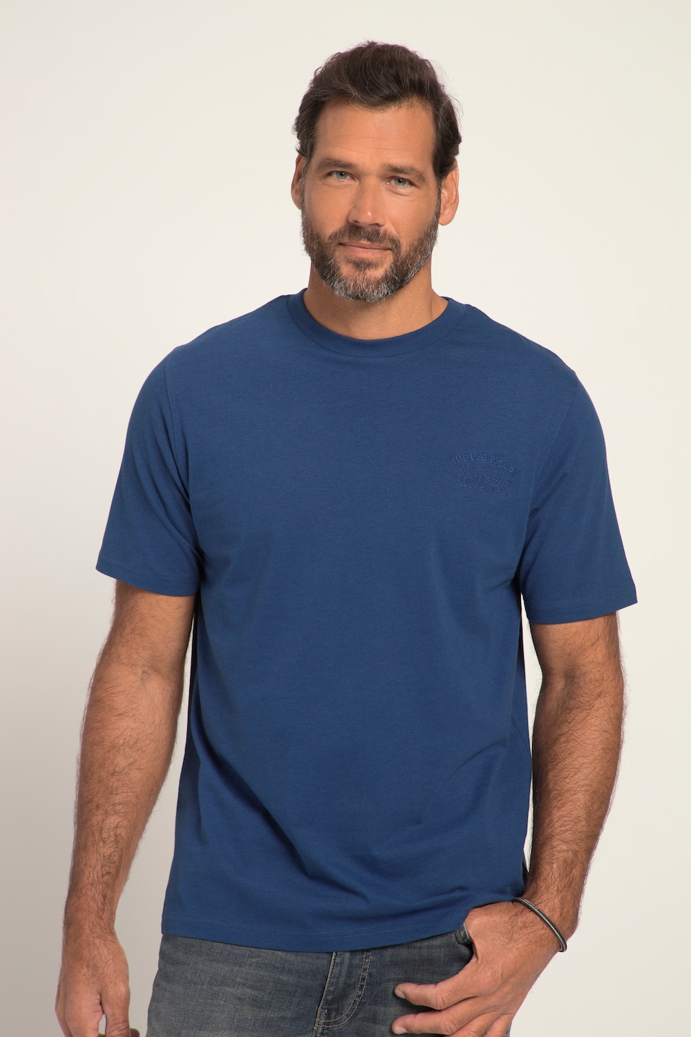 Grote Maten T-shirt, Heren, blauw, Maat: L, Katoen/Viscose, JP1880