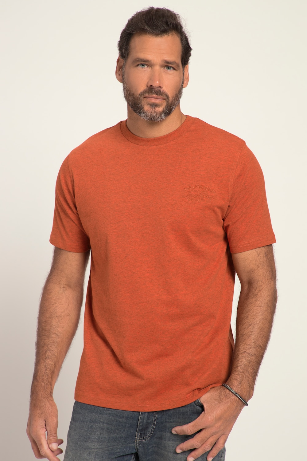 Grote Maten T-shirt, Heren, oranje, Maat: 7XL, Katoen/Viscose, JP1880