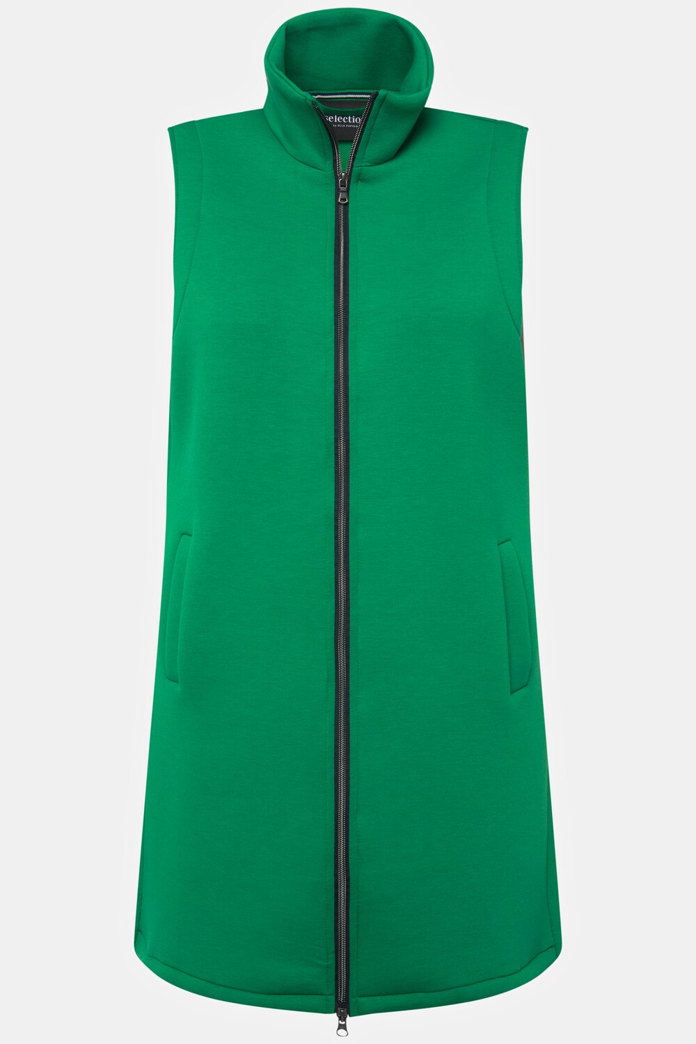 Stora storlekar Lång väst Scuba, Dam, grön, storlek: 50/52, Polyester/Viskos, Ulla Popken