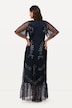 Sequin Embroidery Flounce Hem Fully Lined Mesh Dress
