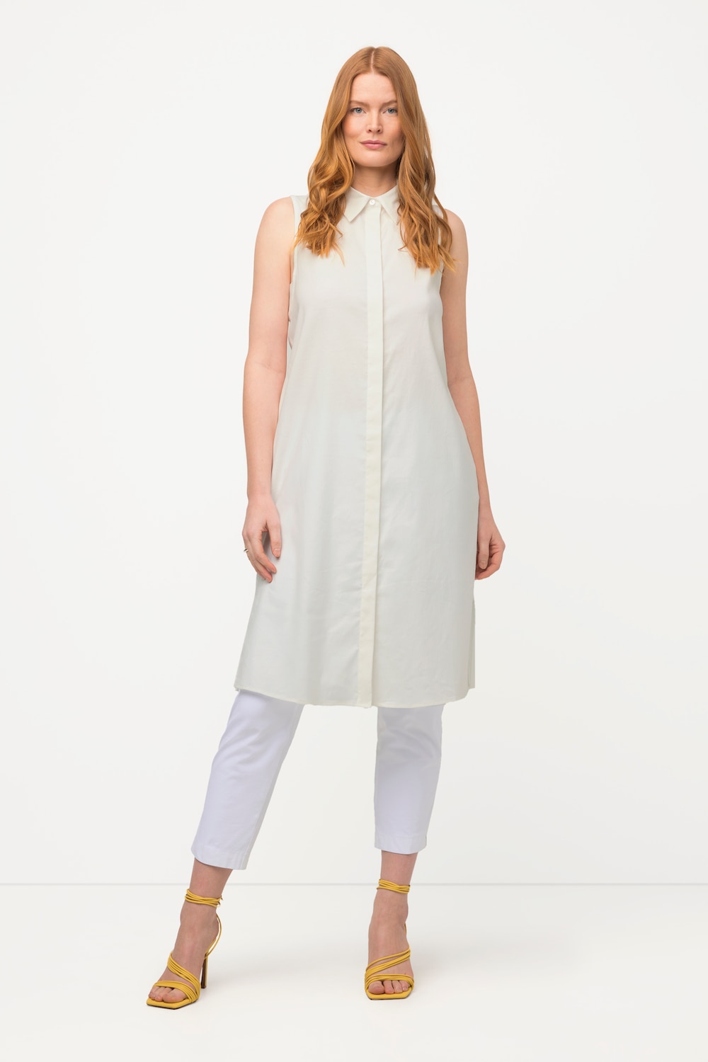 Große Größen Bluse, Damen, weiß, Größe: 42/44, Baumwolle/Leinen, Ulla Popken