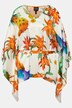 blouse, bloemen, oversized, V-hals, 3/4-vleermuismouwen