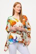 blouse, bloemen, oversized, V-hals, 3/4-vleermuismouwen