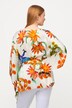 blouse, bloemen, oversized, V-hals, 3/4-vleermuismouwen