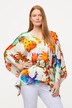 blouse, bloemen, oversized, V-hals, 3/4-vleermuismouwen