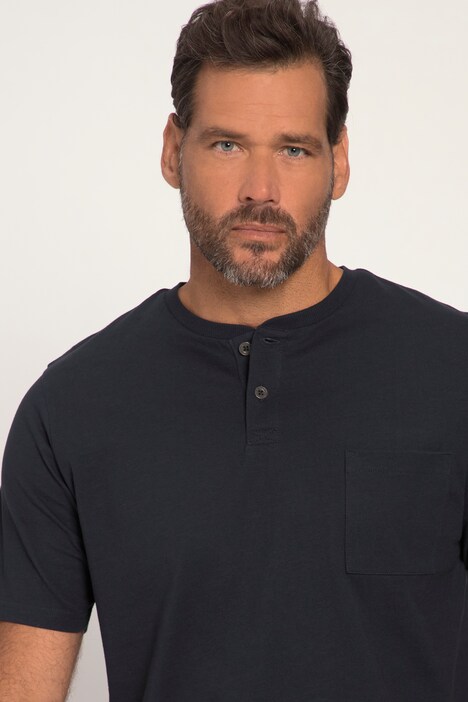 Henley, Halbarm, Brustprint, Rundhals