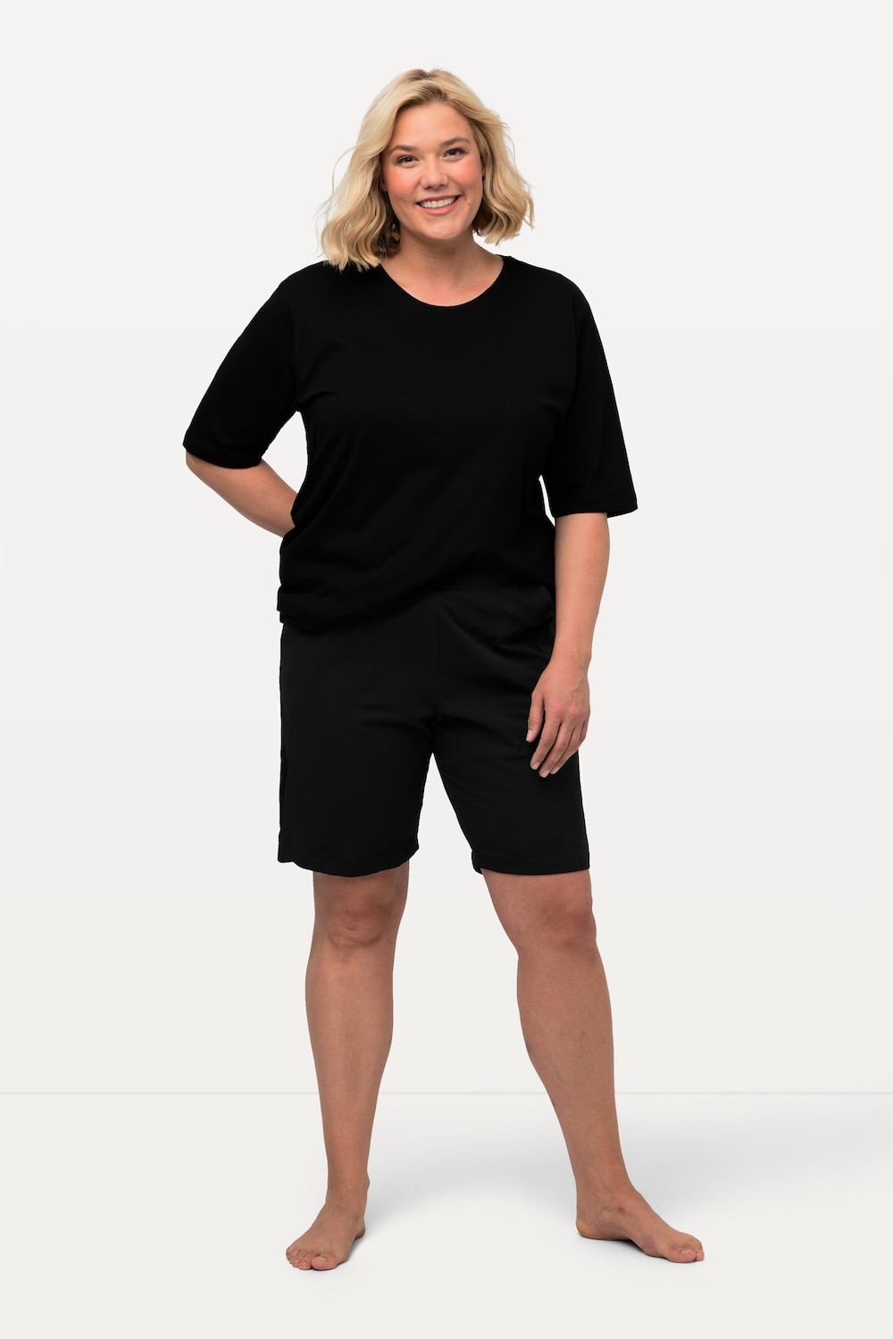 Große Größen Jerseyshorts, Damen, schwarz, Größe: 54/56, Baumwolle, Ulla Popken