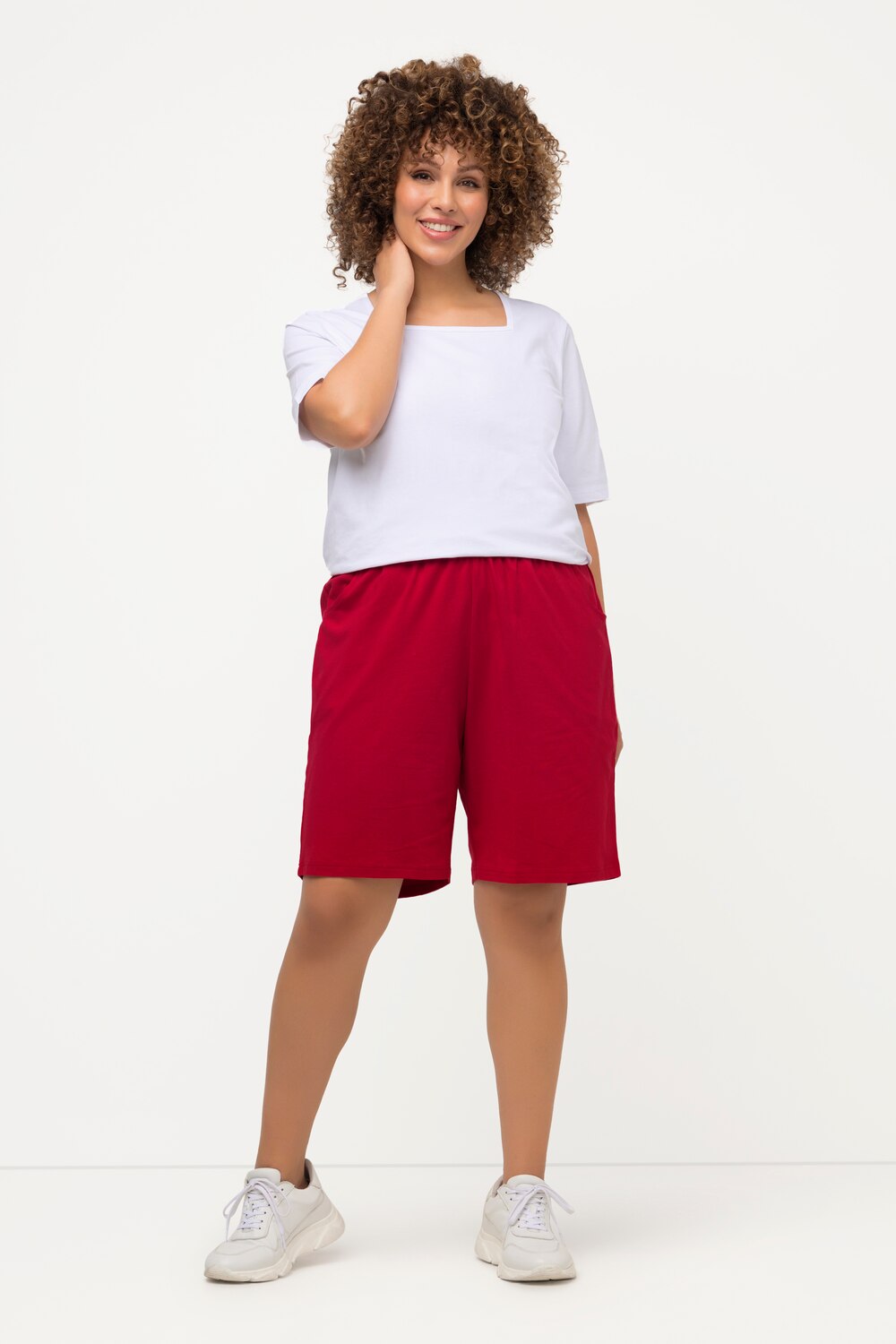 Grote Maten jerseyshorts, Dames, rood, Maat: 50/52, Katoen, Ulla Popken