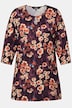 Longshirt, A-Line, Blüten, Rundhals mit Keyhole, 3/4-Arm