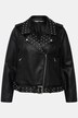 bikerjack in leerlook, revers, asymmetrischer zipper, lange mouwen