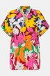 Bluse, Blüten, Leinenoptik, Hemdkragen, Halbarm