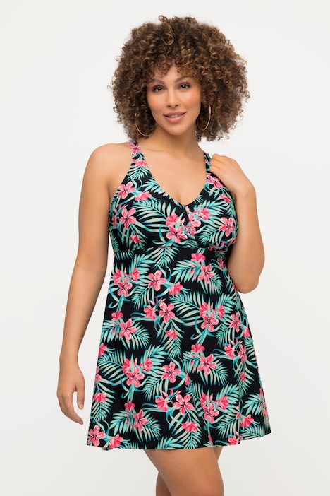 Tropical Floral Print Skirted One Piece Swimsuit | Swimsuits | Swimwear