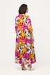 Vestido, flores, línea A, cuello de túnica, manga 3/4