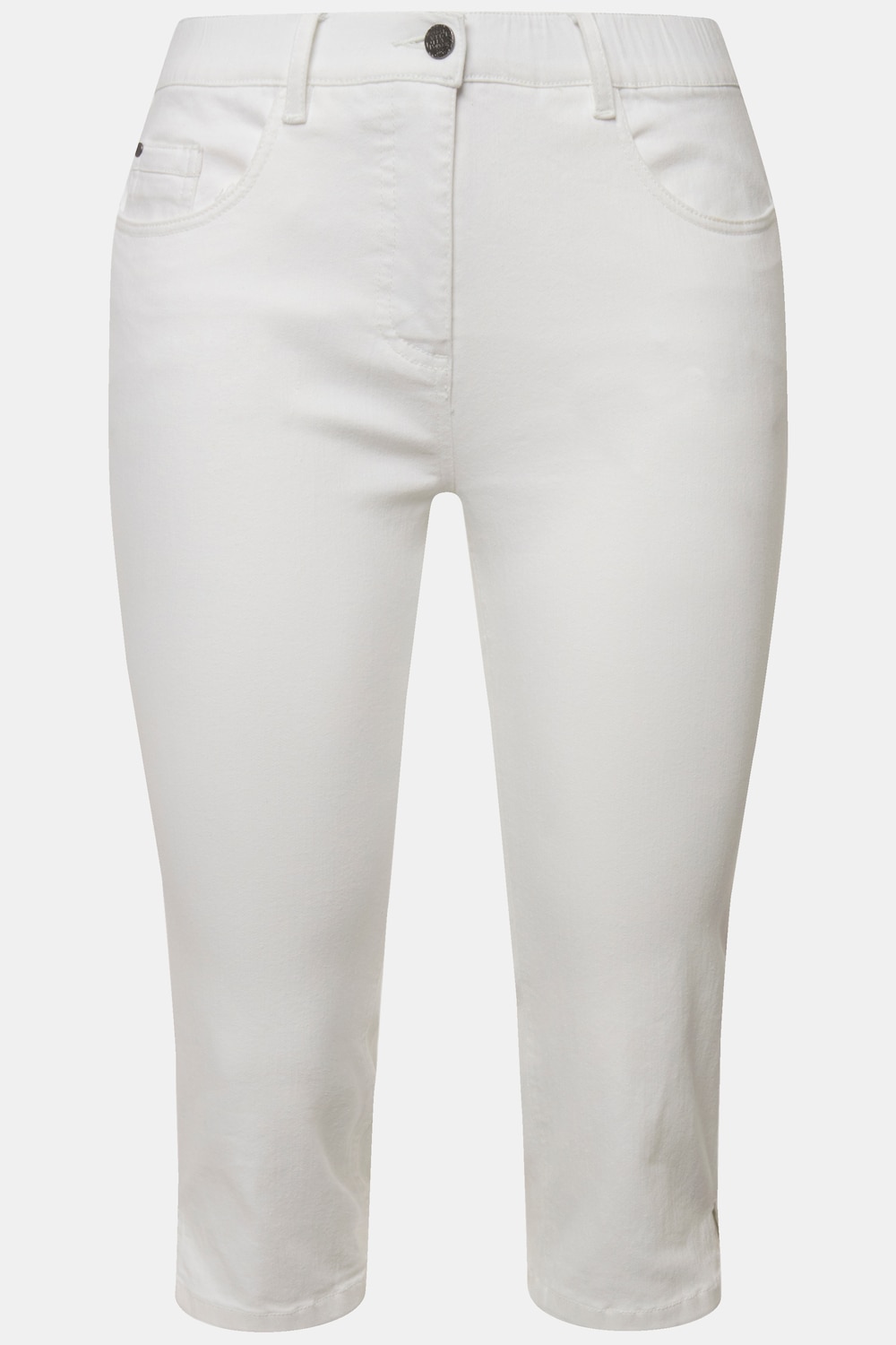 Stora storlekar Caprijeans Sarah i smal 5-ficksmodell med sprund i bensluten, Dam, vit, storlek: 56, Bomull/Polyester/Viskos, Ulla Popken