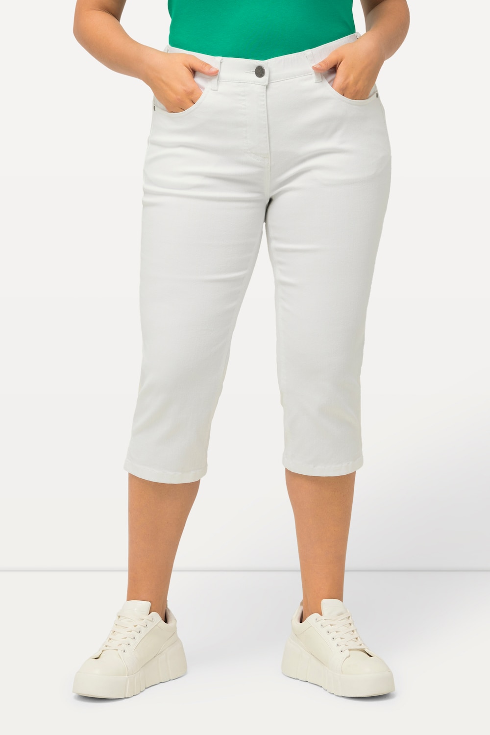 Große Größen Capri Jeans Sarah, Damen, weiß, Größe: 62, Baumwolle/Polyester/Viskose, Ulla Popken