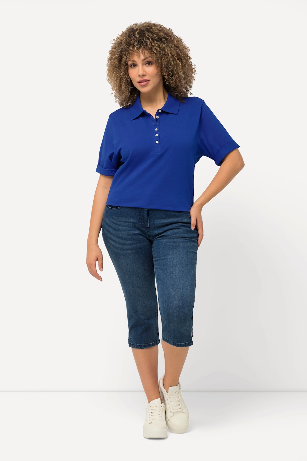 Grote Maten capri-jeans Sarah, Dames, blauw, Maat: 48, Katoen/Polyester/Viscose, Ulla Popken