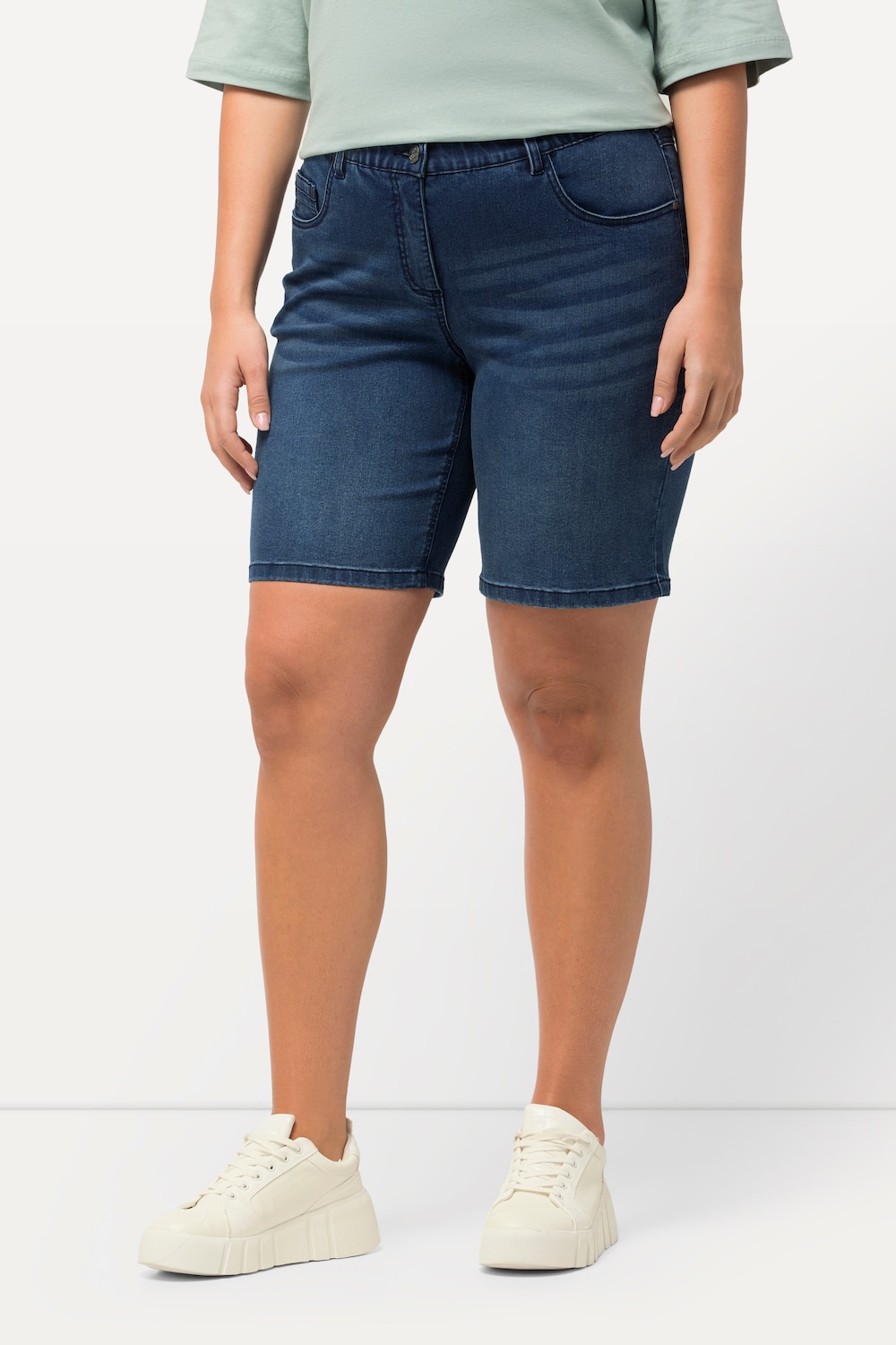 Große Größen Jeansbermuda Mandy, Damen, blau, Größe: 58, Baumwolle/Polyester/Viskose, Ulla Popken