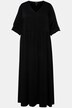 Sukienka, falbana u dołu, linia litery A, dekolt w szpic, rękaw 3/4